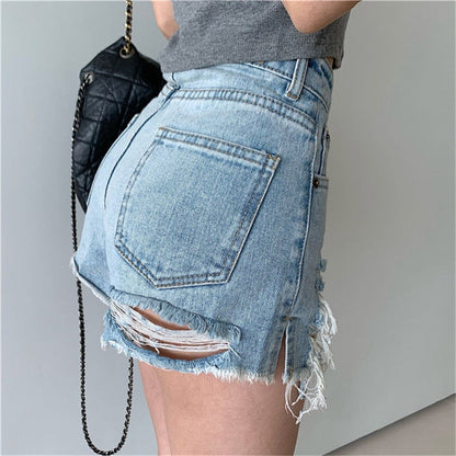 DressBetty -  Denim Shorts with Tassel Pockets Mini Short Jeans