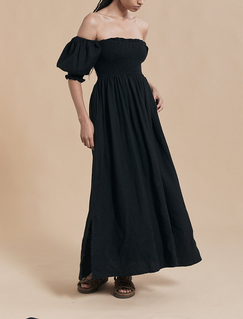 DressBetty - Summer Dresses For Women  Square Neck Smocked Short Puff Sleeve Vacation Beach Style