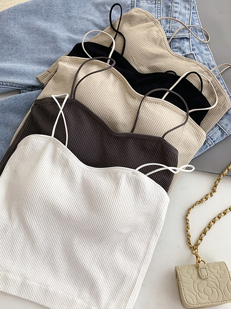 DressBetty - Cotton Basic Strapy Padded Camis