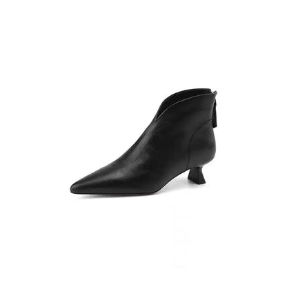 High Quality Commuting Office  Pointed Toe Women's Ankle Boots Fashion Zipper Low Heel Pumps