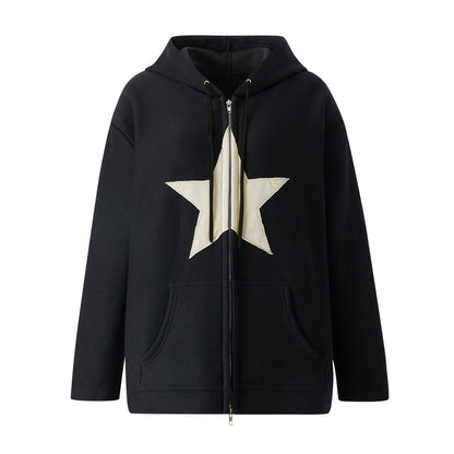 DressBetty - Hip Hop Zip Up Vintage Star Hoodie