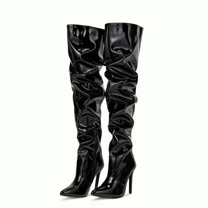Modern Hot  Autumn Winter Patent Leather Over-the-knee Slim High Heel