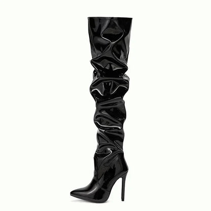 Modern Hot  Autumn Winter Patent Leather Over-the-knee Slim High Heel