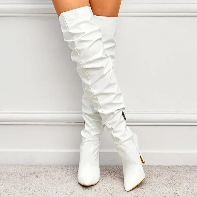 Modern Hot  Autumn Winter Patent Leather Over-the-knee Slim High Heel