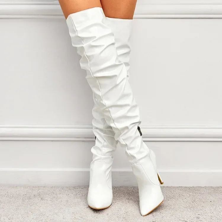 Modern Hot  Autumn Winter Patent Leather Over-the-knee Slim High Heel