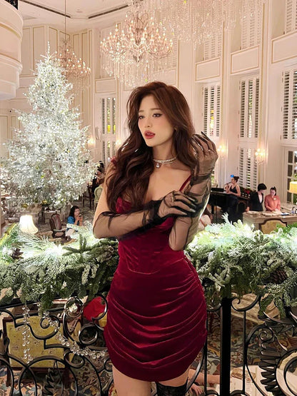Gothic Velvet Sleeveless Lolita Emo Grunge Punk  Elegant Clubwear Mini Dress