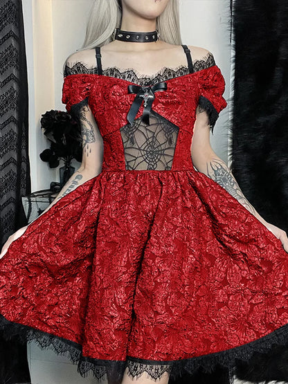 Mini Party Aesthetic One Shoulder Strap  Lace Cutouts Elegant A-Line High Waist Prom Y2K Grunge Clubwear Dress