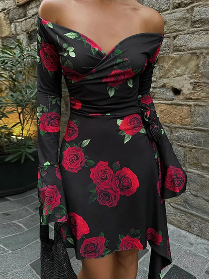 DressBetty - 2024 Fashion  Long Sleeve Slim Party Clubwear Floral Dress