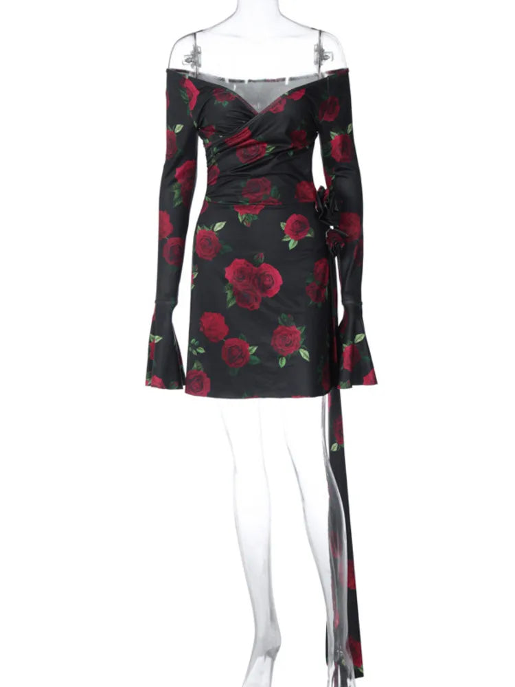 DressBetty - 2024 Fashion  Long Sleeve Slim Party Clubwear Floral Dress