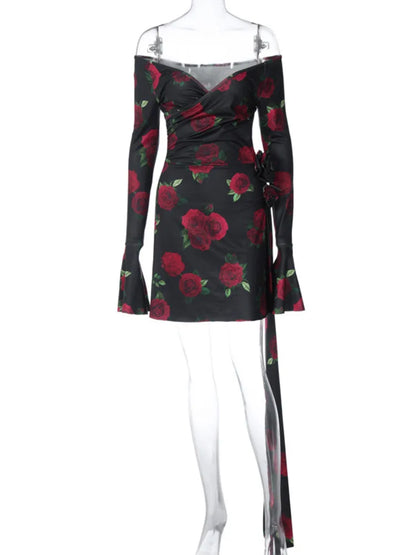 DressBetty - 2024 Fashion  Long Sleeve Slim Party Clubwear Floral Dress