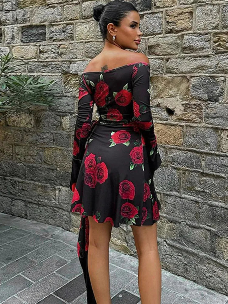 DressBetty - 2024 Fashion  Long Sleeve Slim Party Clubwear Floral Dress