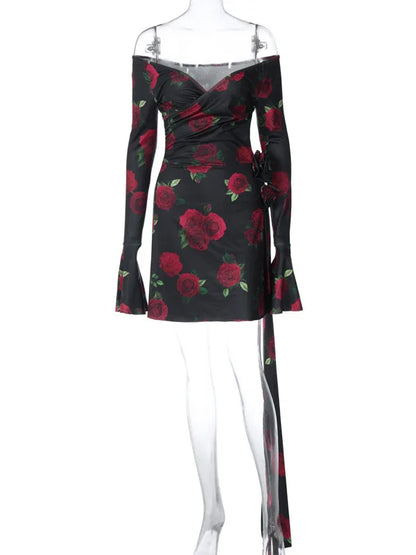 DressBetty - 2024 Fashion  Long Sleeve Slim Party Clubwear Floral Dress