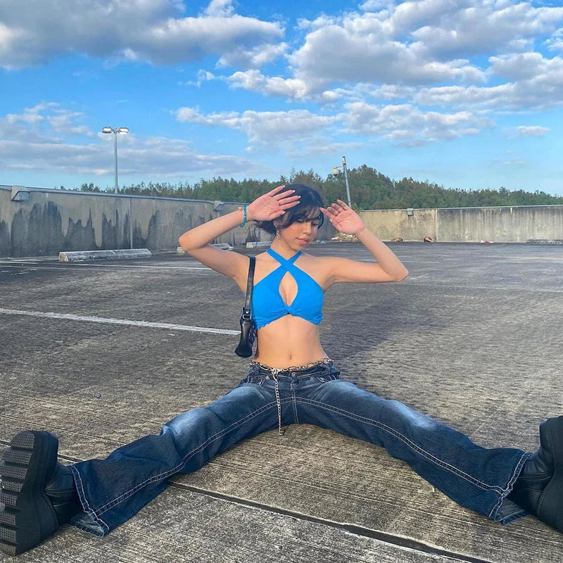 DressBetty - 2024 Y2K Grunge Vintage Low Waisted Skinny Flare Pants