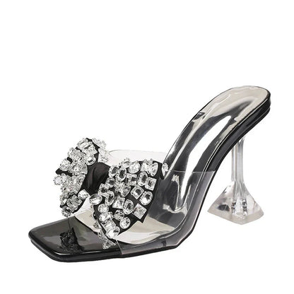 Trendy  Big Size Clear High Heel Modern Slippers  Transparent High Heel