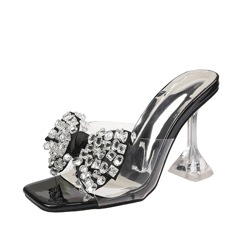 Trendy  Big Size Clear High Heel Modern Slippers  Transparent High Heel