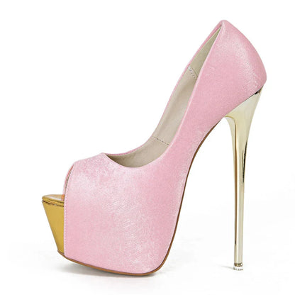 Elegant Party Wedding  Shallow Peep Toe Super High High Heel