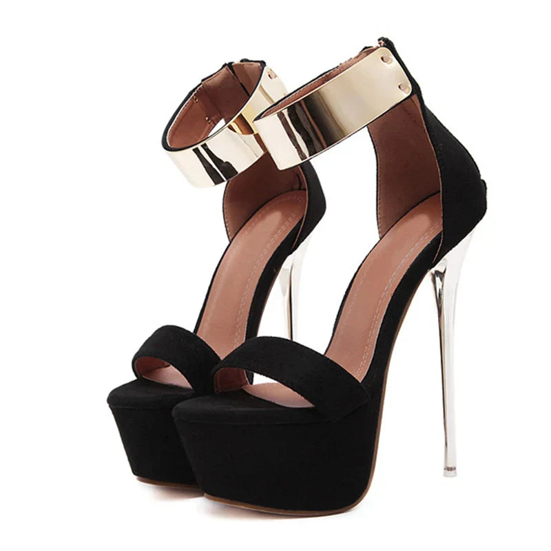 Fashion Design Metal Ankle Cover  16CM Platform High Heel