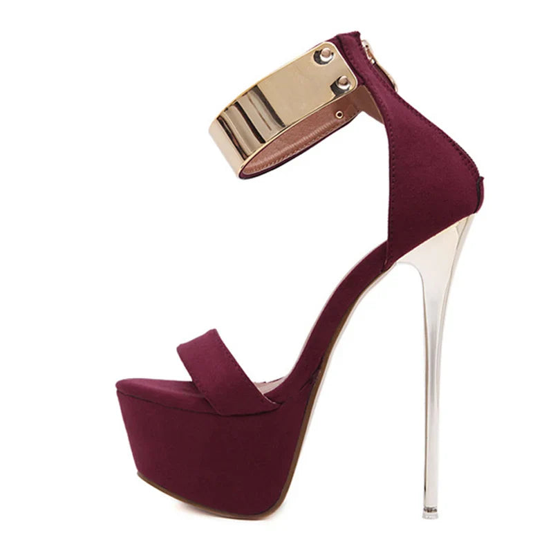 Fashion Design Metal Ankle Cover  16CM Platform High Heel