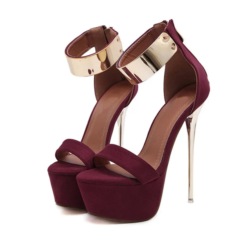 Fashion Design Metal Ankle Cover  16CM Platform High Heel