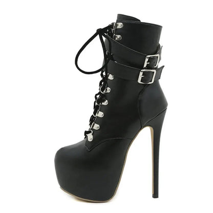 Bold   Buckle Strap Extreme High Heel Platform Boots High Heel