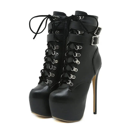 Bold   Buckle Strap Extreme High Heel Platform Boots High Heel