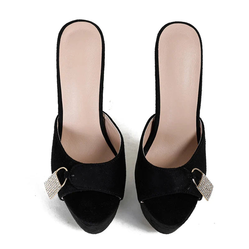 Glamorous   Metal Buckle Platform Super Thin High Heel High Heel