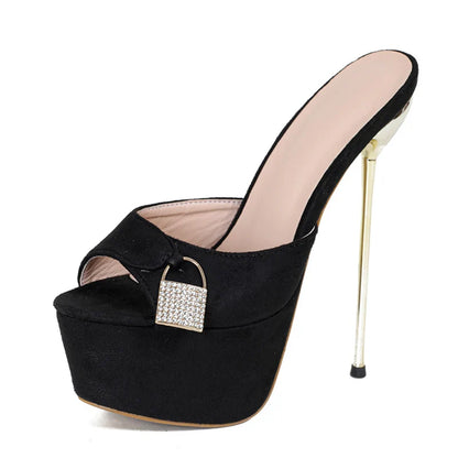 Glamorous   Metal Buckle Platform Super Thin High Heel High Heel