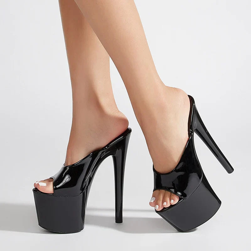 Peep Toe 17CM Extreme High Slippers Party High Heel