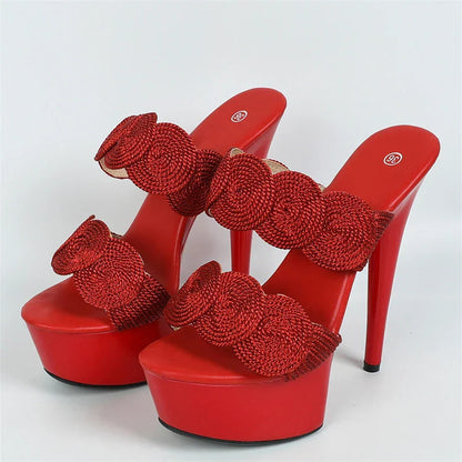 Peep Toe Pole Dance Platform Slipper Handmade High Heel High Heel