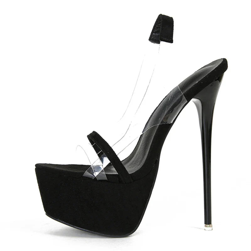 Trendy   Snake Print Back Strap Platform Open Toe High Heel