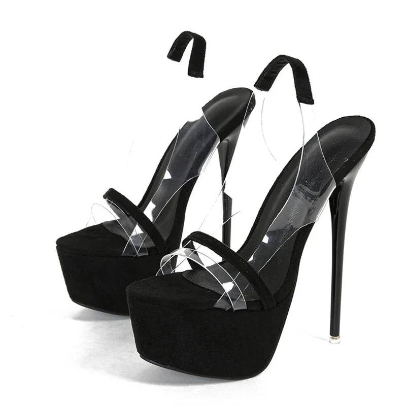 Trendy   Snake Print Back Strap Platform Open Toe High Heel