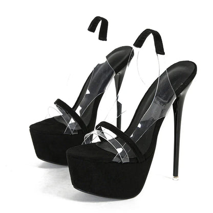 Trendy   Snake Print Back Strap Platform Open Toe High Heel