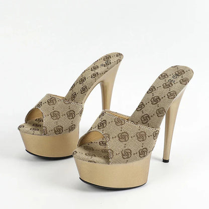Street Style  Stripper 13CM Slippers Peep Toe High Heel