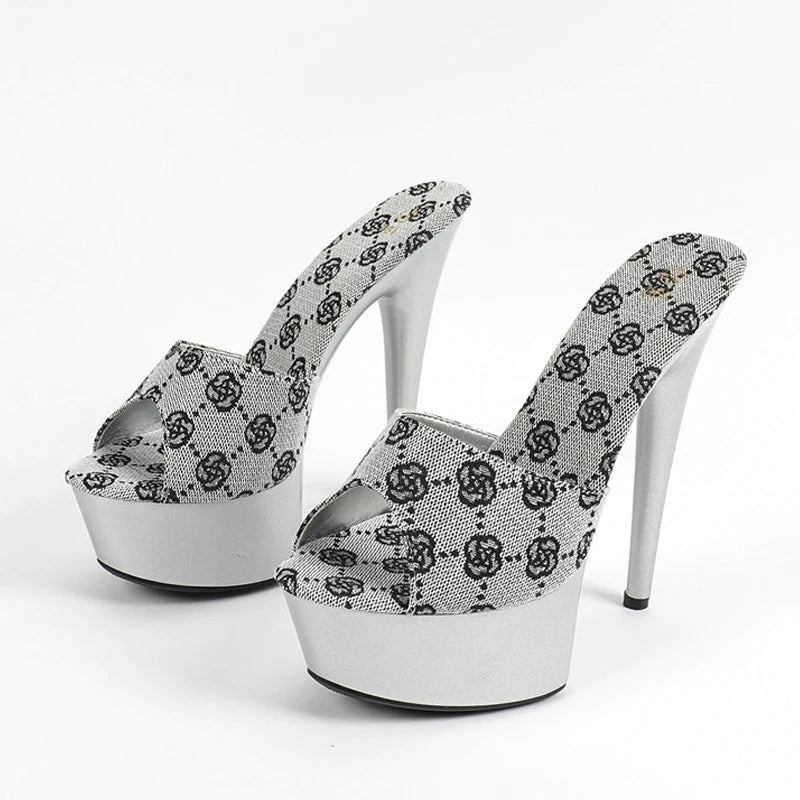 Street Style  Stripper 13CM Slippers Peep Toe High Heel