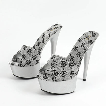 Street Style  Stripper 13CM Slippers Peep Toe High Heel