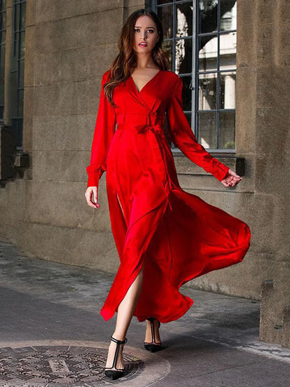 DressBetty - 2024  Bohemian Deep V-Neck Split Swing Boho Dress