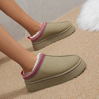New Ankle Flats Platform Women Snow Boots Suede Plush Warm Winter New Thick Fashion Shoes Chelsea Women Boots Plus Size 43