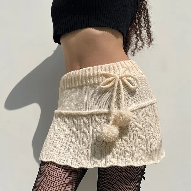 DressBetty -  Knitted Low Waist Preppy Style Skirt