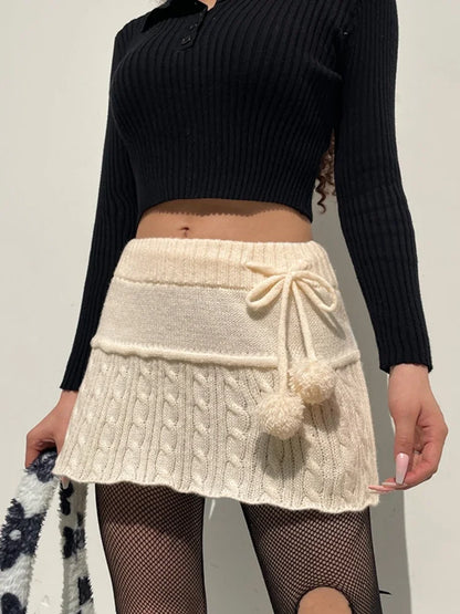 DressBetty -  Knitted Low Waist Preppy Style Skirt