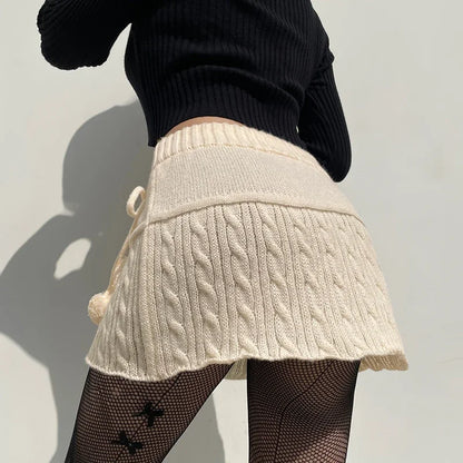 DressBetty -  Knitted Low Waist Preppy Style Skirt