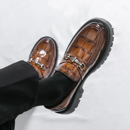 British Style Black Brown PU Leather Slip On Plus Size Comfort Flats Loafers