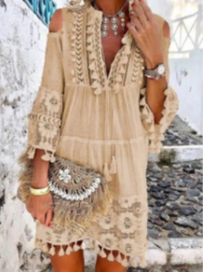 DressBetty - 2024 New Spring Embroidery Crochet Lace Boho Dress