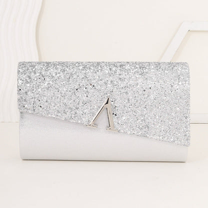 Minimalist Sparkly Asymmetrical Clutch Crossbody Bag