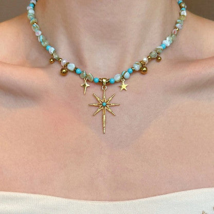 Collar boho vintage de cuentas con capas