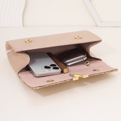 Minimalist Sparkly Asymmetrical Clutch Crossbody Bag