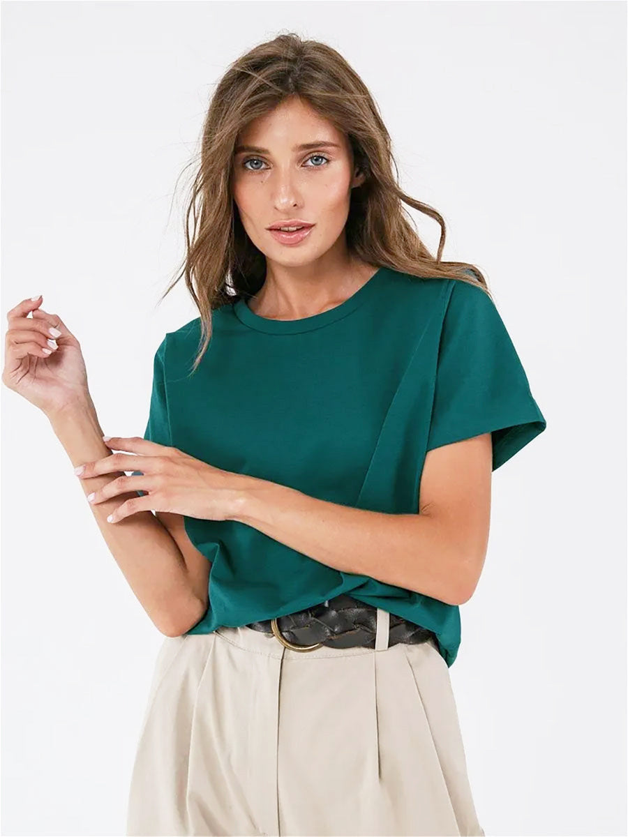 Camiseta Minimalista Lisa Informal de Cuello Redondo