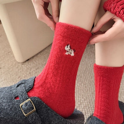 Wool Thick Warm Red Cute Socks