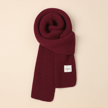 Solid Pompom Knit Scarf