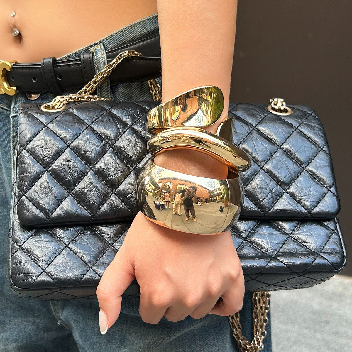 Pulsera ancha de estilo punk irregular