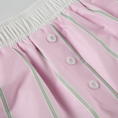 Pantalones cortos chic a rayas con bloques de color y corte holgado